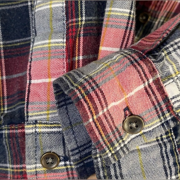 Vanilla Star Red Plaid Long Sleeve Button Up Shirt, Sz M, Pocket, Missing Button - Picture 6 of 9